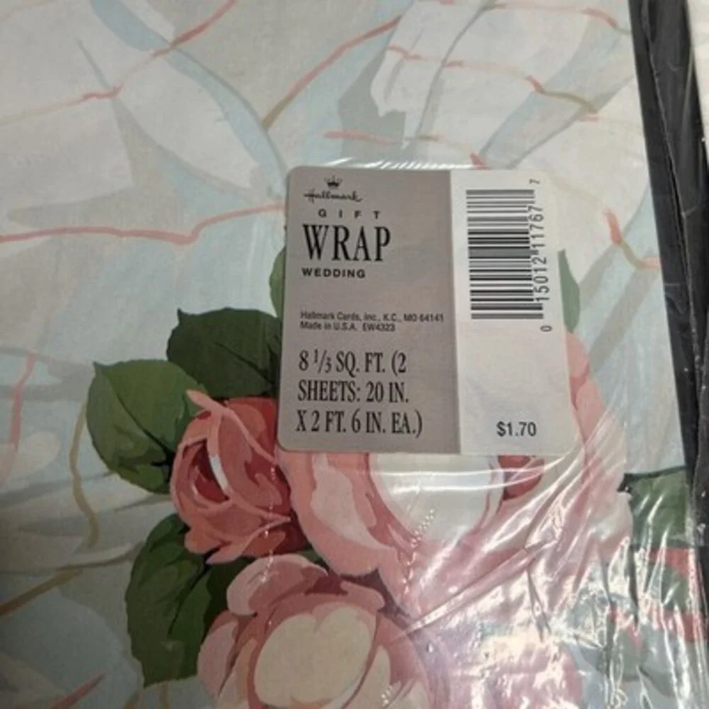 Vintage Hallmark & Added Plus ‘93 Gift Wrap Wedding Floral Pearly Shower 6 Packs